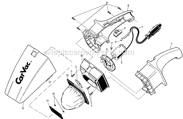 Page A Diagram and Parts List for 9509-04 Type 1 Black and Decker Utility Vacuum
